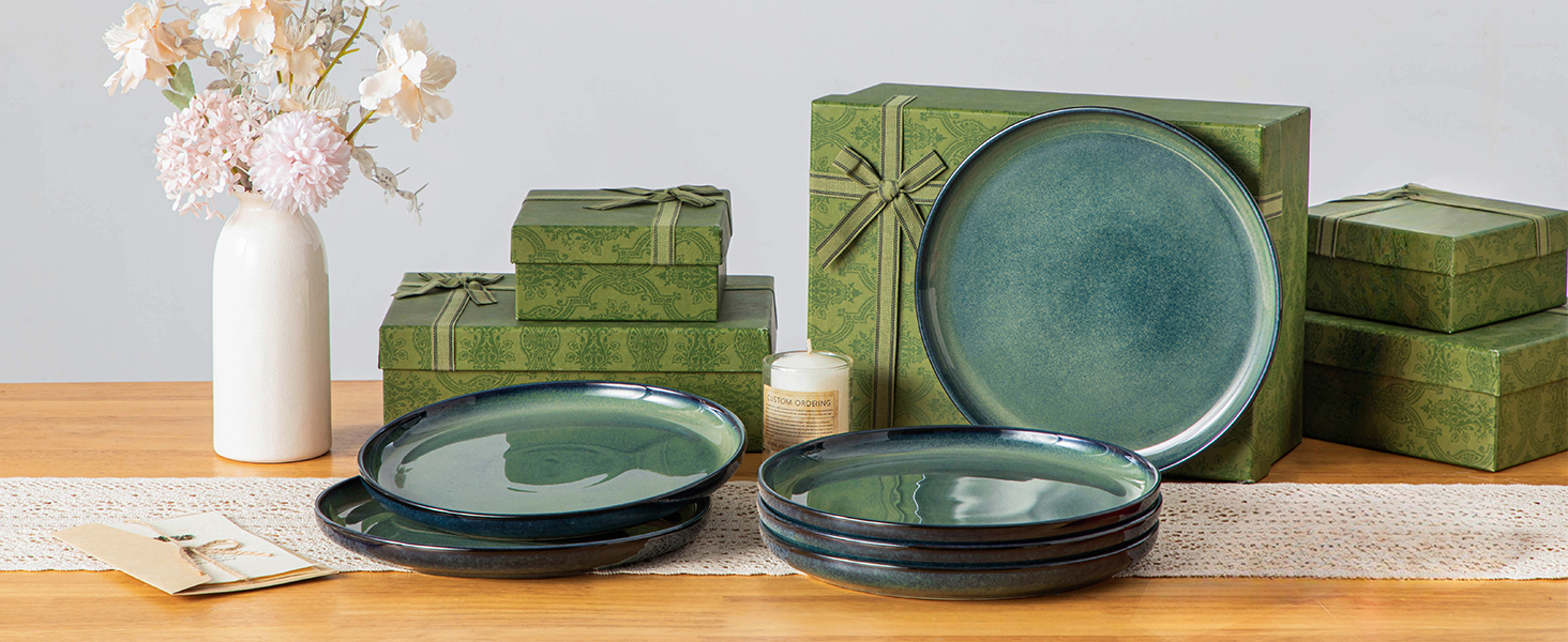 Vancasso Starry 24-Piece Stoneware Dinnerware Set - 6 Person Blue Tableware Set with Plates, Bowls & Dessert Plates