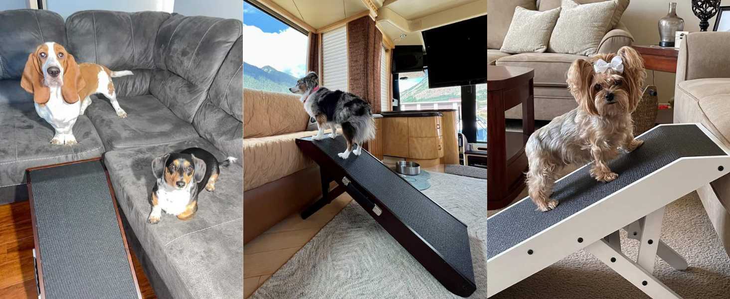 Рампа для собак Hunderampe: регульована, 18-53 см, для ліжка/дивану, з антиковзким покриттям, з натурального дерева (бірча)