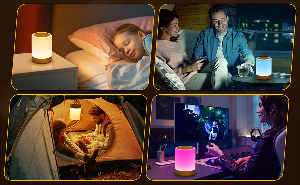 LED настільна лампа з сенсорним керуванням, диммуванням, акумулятором, 256 кольорів RGB, 5 режимів, таймером, пам'яттю, бездротова для спальні, дитячої кімнати, біла