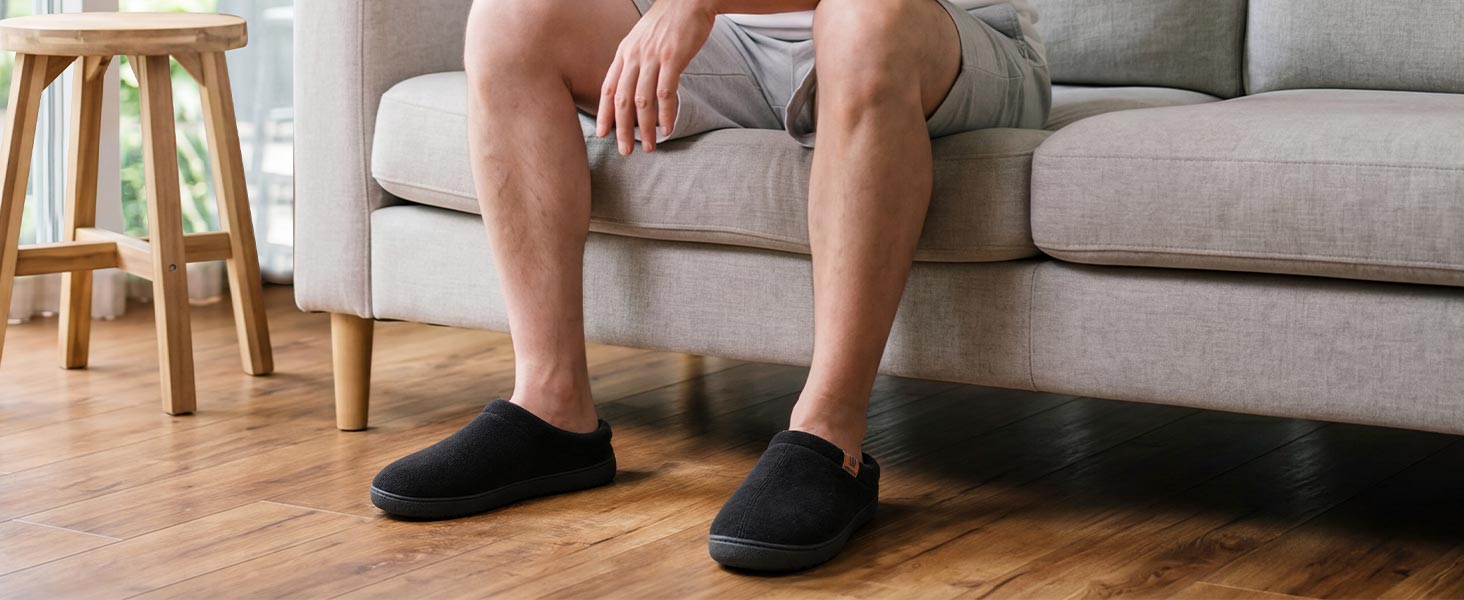 Чоловічі домашні капці MERRIMAC з ефектом пам'яті Memory Foam, протиковзкі та комфортні, темно-сірі, розмір 45/46 EU