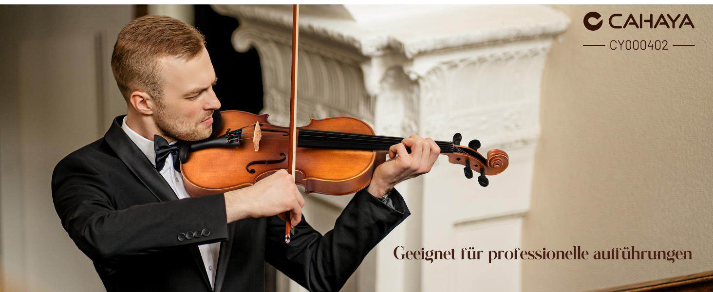 Скрипка CAHAYA з масиву дерева 4/4 матова, ручної роботи: повний набір для початківців, дорослих, учнів та дітей 12 років - скрипка з масиву дерева, футляр, підставка для плеча, тюнер, колінь