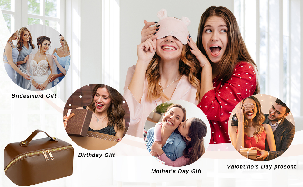 Косметичка для подорожей жіноча, велика, з PU шкіри, органайзер для макіяжу та косметики, beauty case для подорожей