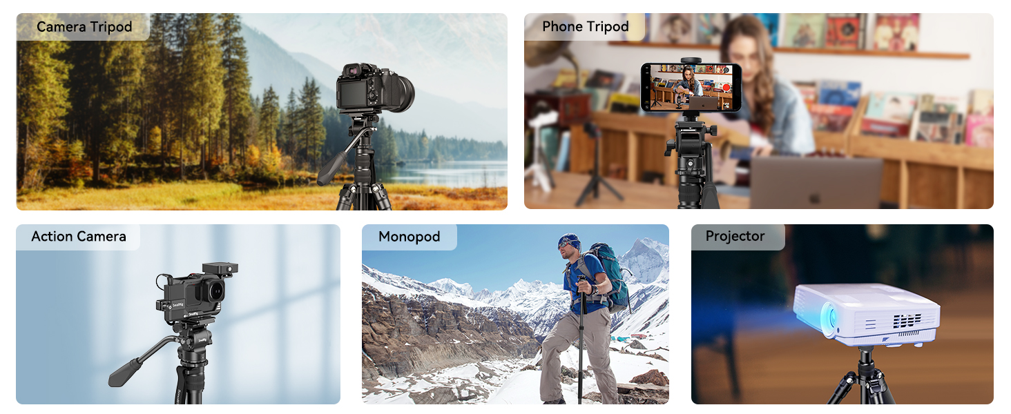 SMALLRIG 71' штатив для відео з пливним упором, алюмінієвий штатив для камери, 360° панорамний відео штатив для подорожей, регулювання висоти від 5 до 21.5 метрів, максимальне навантаження 15 кг, навантаження на пливний упор 3 кг, CT180 – 3760B