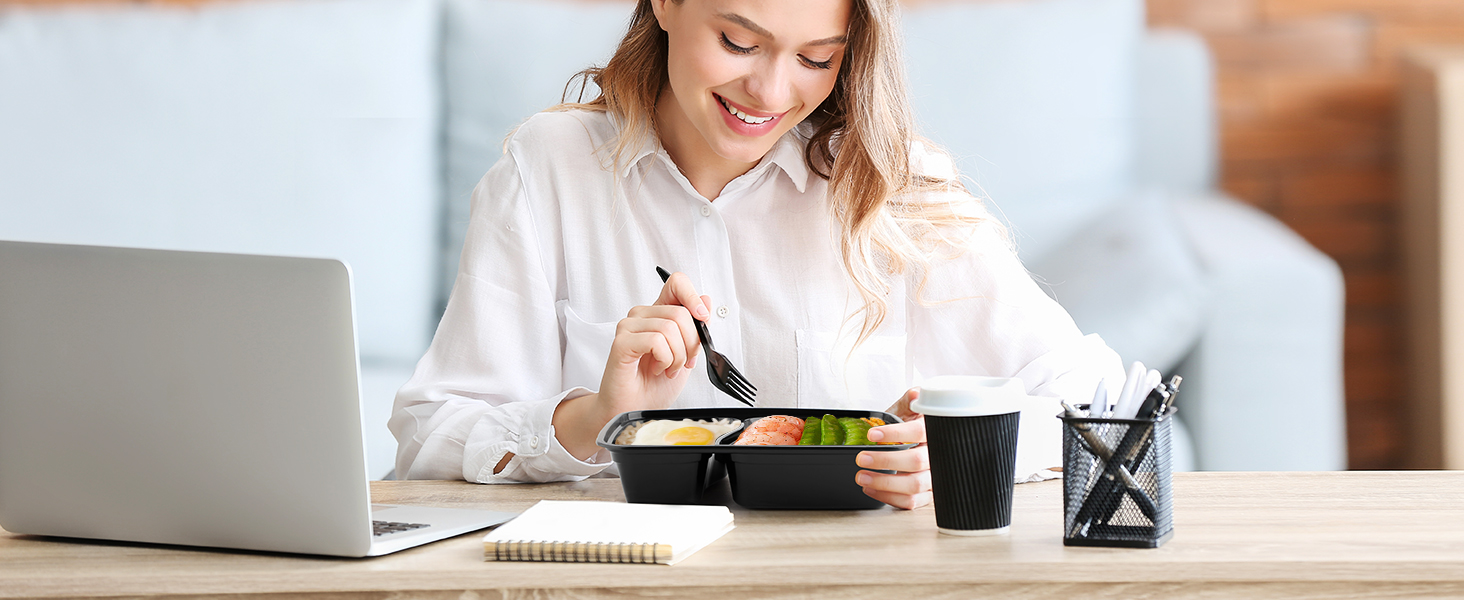 Набір контейнерів для їжі Meal Prep, 20 шт., 32 oz (2 відділення) - BPA Free, для мікрохвильової печі, морозильника та посудомийної машини