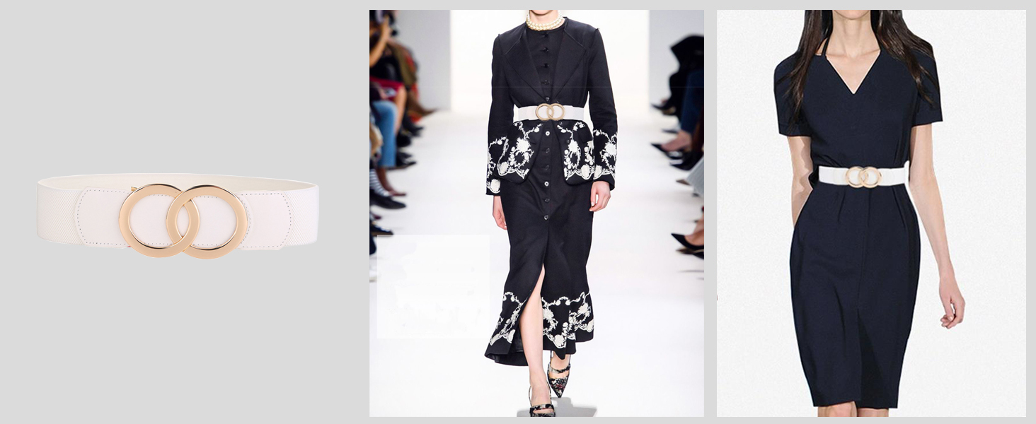 Жіночий еластичний пояс шкіряний 5 см, регульований 70-160 см, чорний, для суконь