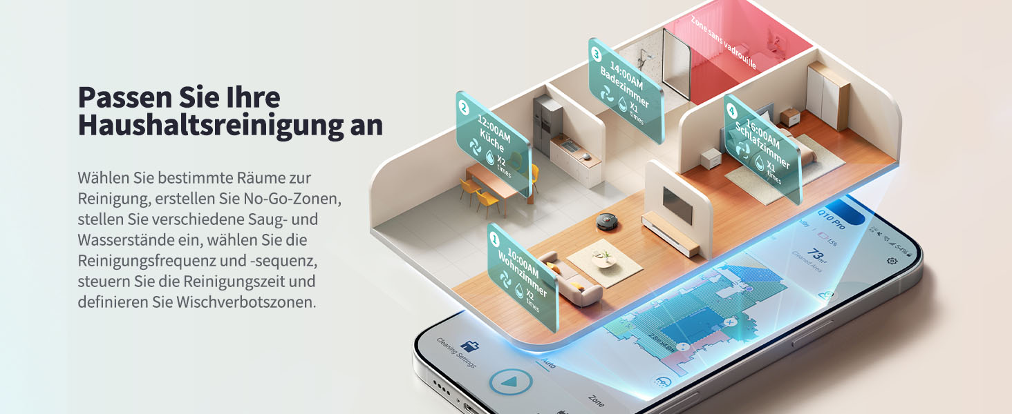 Робот-пилосос Airzeen Q10 Pro S з вологою, 6000Pa, LiDAR, керування через APP та Alexa, для дому, килимів, шерсті тварин, чорний