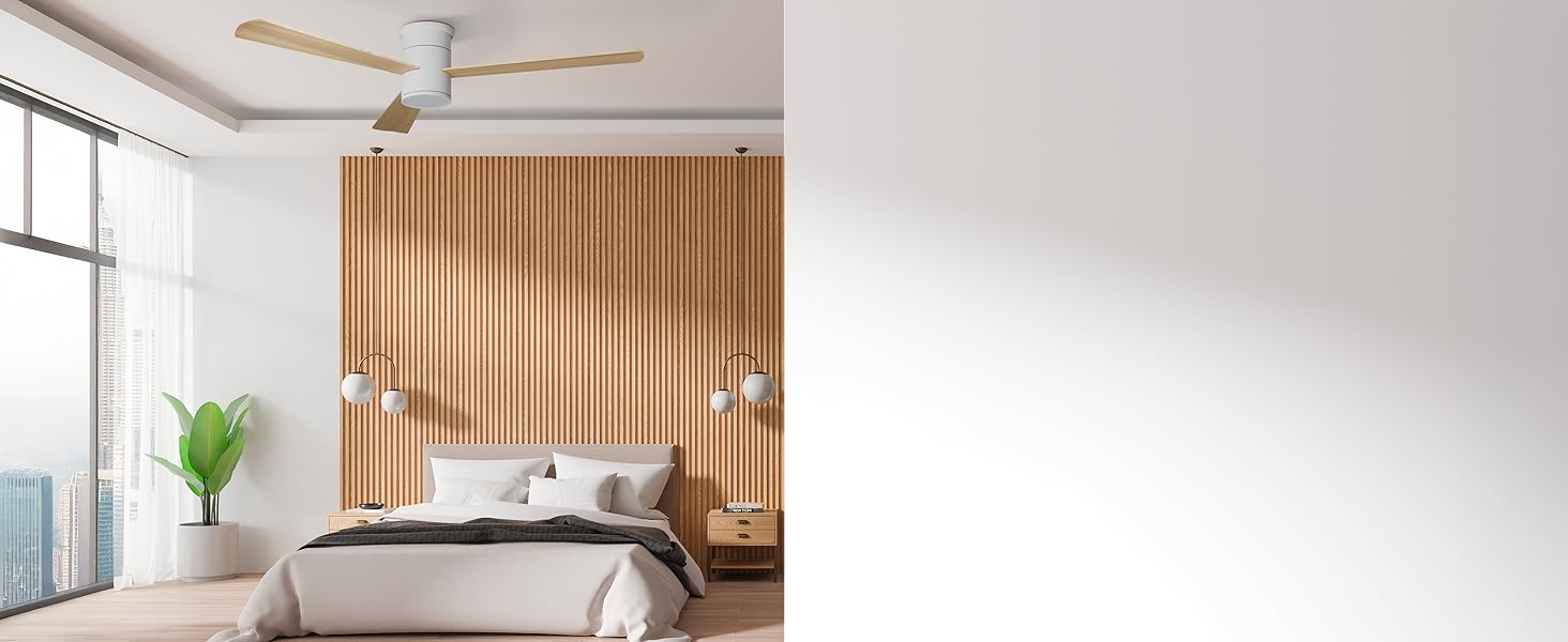 Стеляний вентилятор Noaton® Fornax Weiß з підсвічуванням, діаметр 132 см, DC мотор 40 Вт, регульоване LED-освітлення 22 Вт, 3 колірні температури, пульт дистанційного керування, таймер, повітряний потік до 185 м³/хв (Zoya WL)