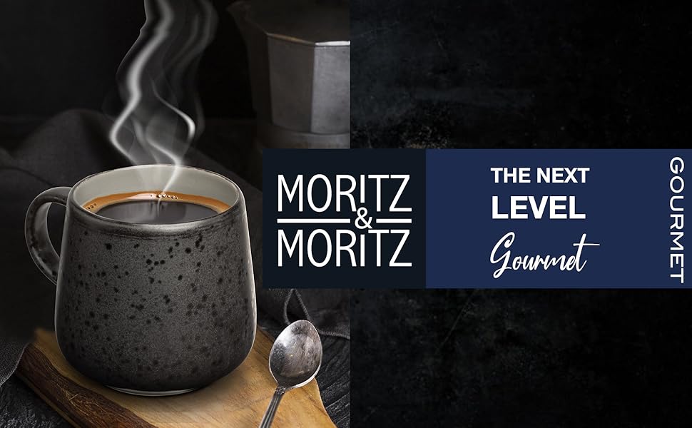 Набір чашок Moritz & Moritz SOLID UNI 6 персон сірий - Сучасний набір чашок з порцеляни - Можливе використання в мікрохвильовій печі та посудомийній машині - Чашки з ручкою для кави, чаю, гарячого шоколаду, капучино (6 шт.) сірий колір