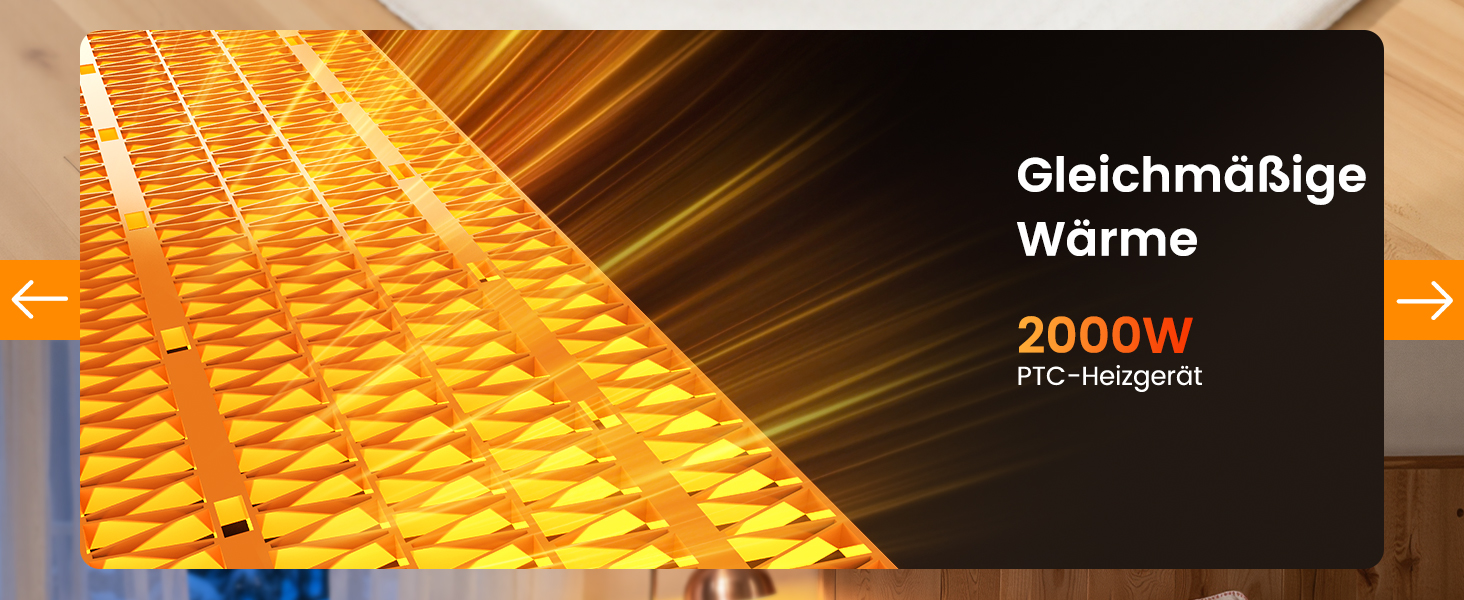 Електричний обігрівач PTC 2000W з керамічним нагрівачем, тихий, з термостатом та пультом керування, ECO режим, 70° осциляція, таймер 12h, захист від перегріву та перекидання, чорний, 1 шт (60 см)