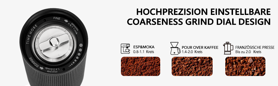 Ручна кавомолка TIMEMORE C3 Esp Pro з нержавіючої сталі для еспресо, внутрішнє регулювання помелу, подвійне підшипникове кріплення