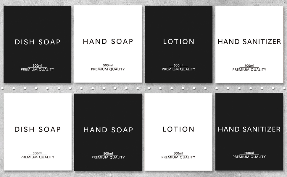 Набір дозаторів для мила Lannvan, скло, 500 мл, чорний матовий, для ванної кімнати та кухні, з підносом та етикетками