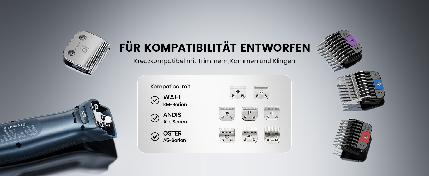 Професійна машинка для стрижки собак Oneisall, 2 швидкості, для собак та котів, тиха, для густого, довгого та кучерявого хутра, з акумулятором, леза з вуглецевої сталі, блакитна