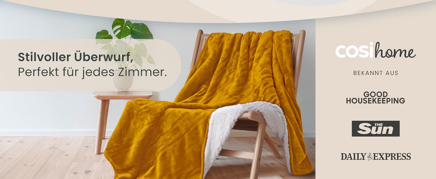 Електрична ковдра Cosi Home 180x130 см з регулюванням температури, захистом від перегріву та пульт дистанційного керування. Sherpa та Fleece, 10 рівнів нагріву, сіра.