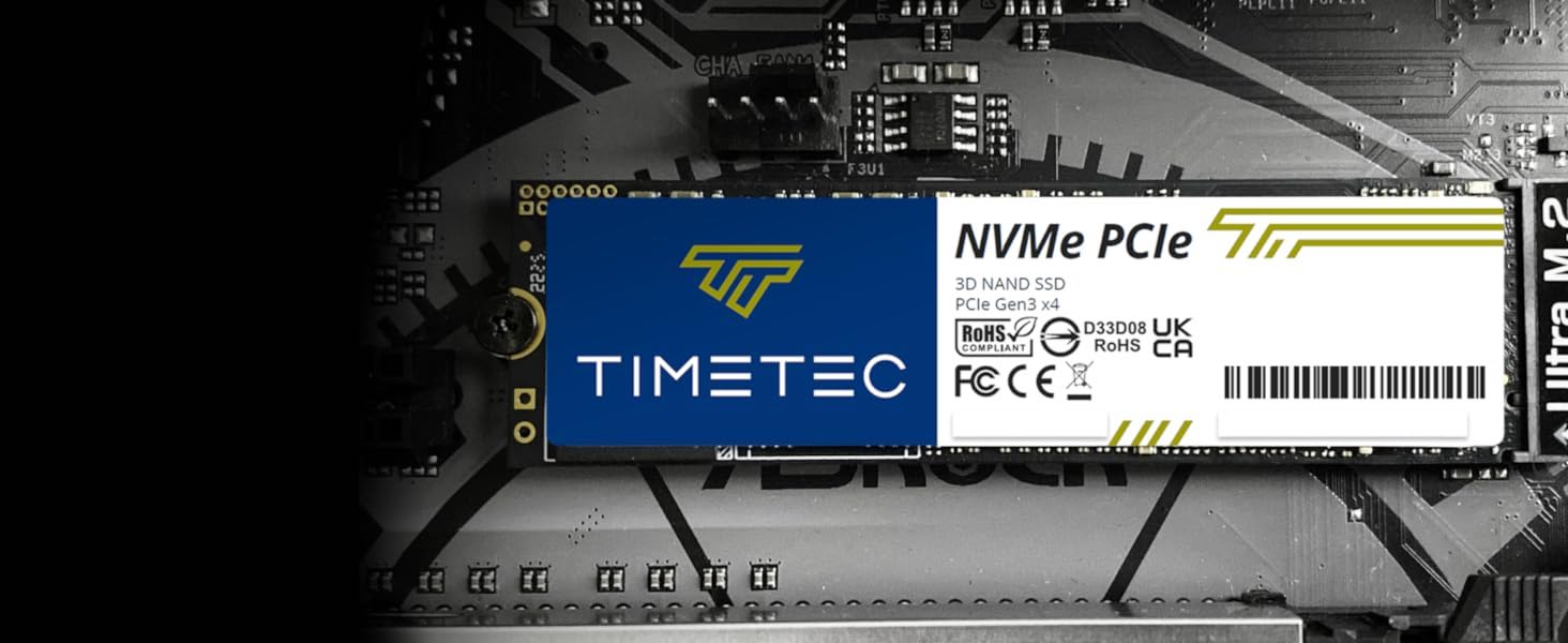 SSD Timetec 2TB NVMe PCIe Gen3x4 з DRAM Cache – Внутрішній SSD для ПК, 3.400/3.000 MB/s