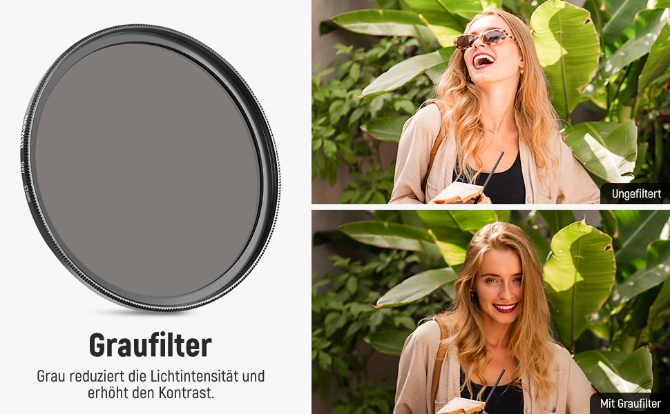 NEEWER Набір кольорових об'єктивних фільтрів 9 шт. (52 мм) – Набір фільтрів для об'єктивів камери, 9 кольорів, з сумками