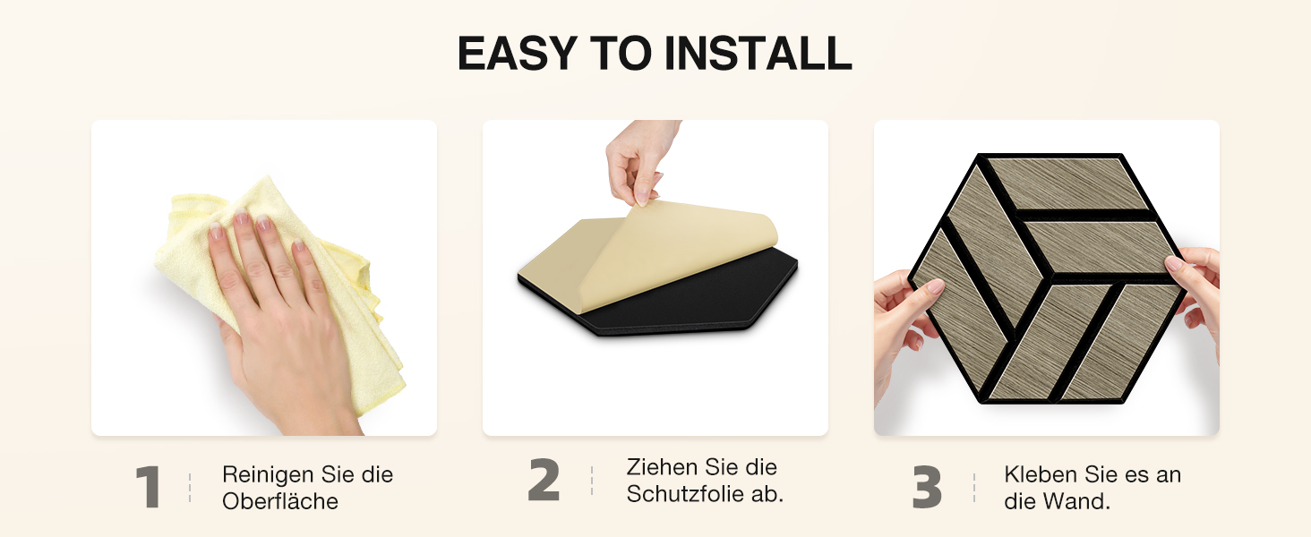 Акустичні настінні панелі JAMELO з шпоном горіха, самоклейні 3D гексагональні панелі для стін та стелі, 30x15x1.2 см, 10 шт, колір горіх