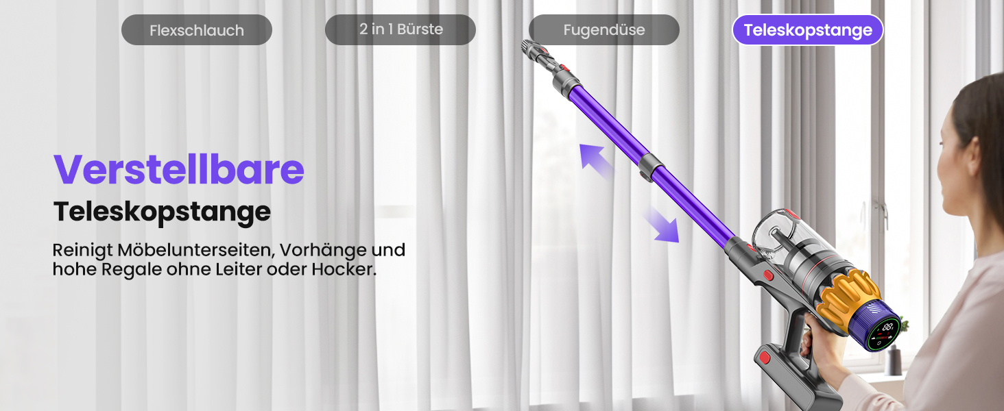 Акумуляторний пилосос SICBCGB 48000Pa/550W/70хв, 2.0L з HD-дисплеєм, антизаплутувальною щіткою, док-станцією, 11-шаровою фільтрацією для шерсті тварин та авто (фіолетовий)