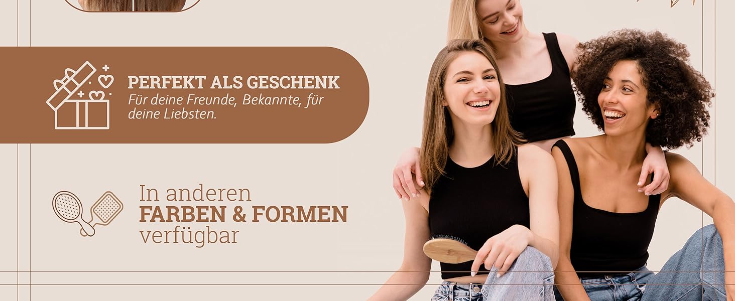 Бамбукова щітка для волосся з щетиною дикого кабана Lampox, масажна щітка для голови, розплутування волосся для жінок, чоловіків та дітей (овальна)