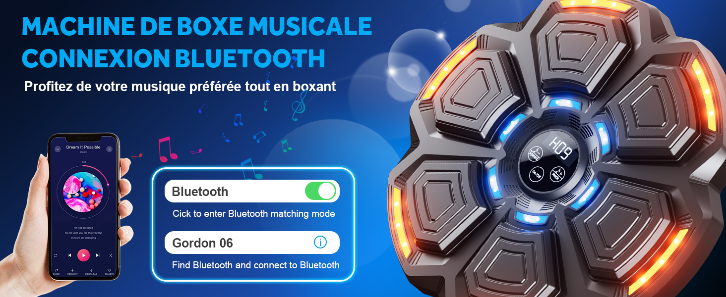 Музична боксерська машина CRECAD для дорослих з Bluetooth, LED-підсвічуванням та 9 режимами швидкості