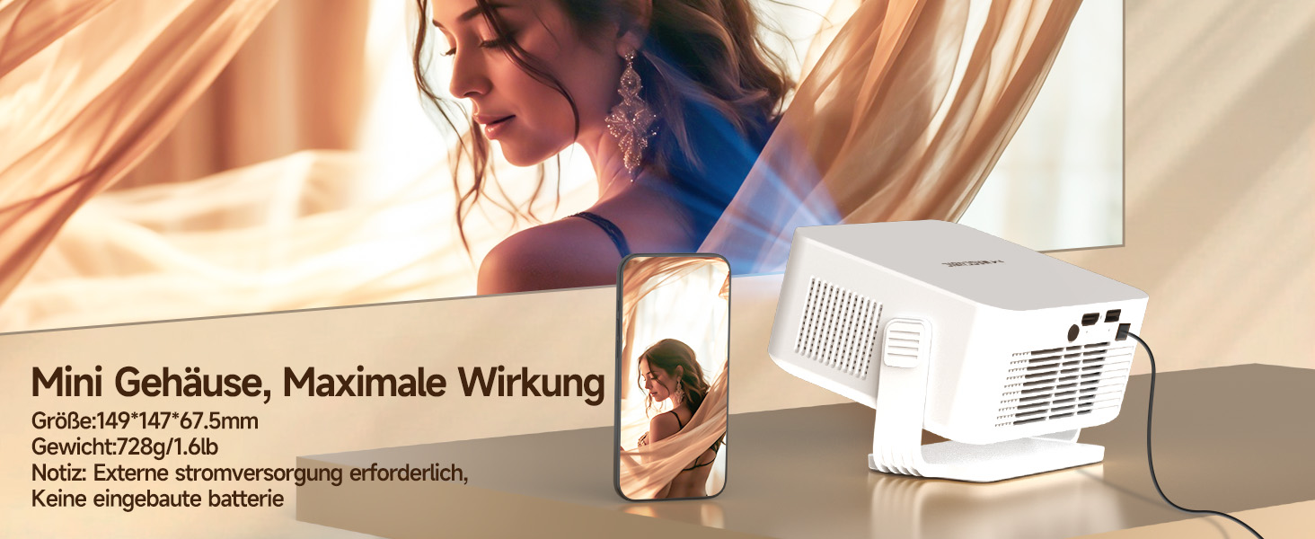 Magcubic HY300max Міні проєктор 4K/8K з Android 14, WiFi 6, Bluetooth 5.4, автофокусом та корекцією трапеції для домашнього кінотеатру (білий)