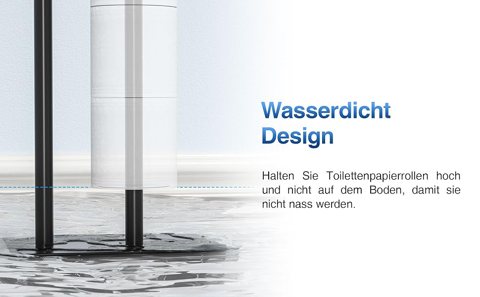 Настінний тримач для туалетного паперу з полицею, чорний, з місцем для 4 запасних рулонів, нержавіюча сталь