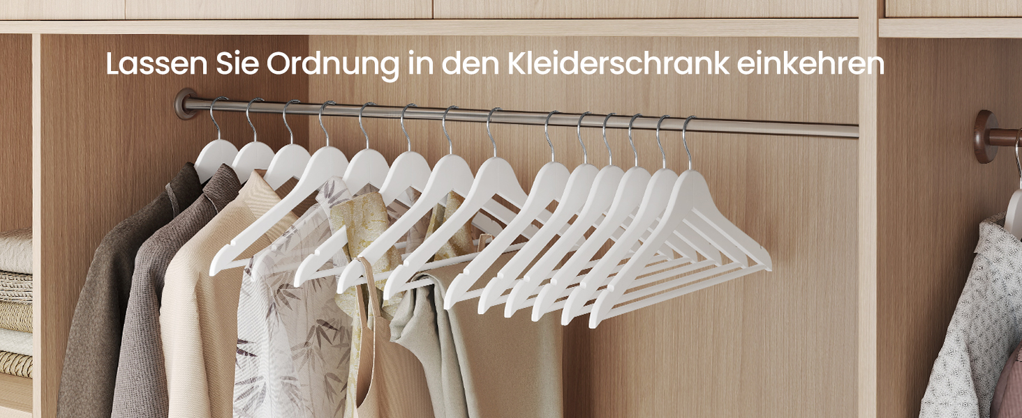 Плечики SONGMICS для одягу, 30 шт., з дерева, для сорочок та курток, білий, CRW030W02