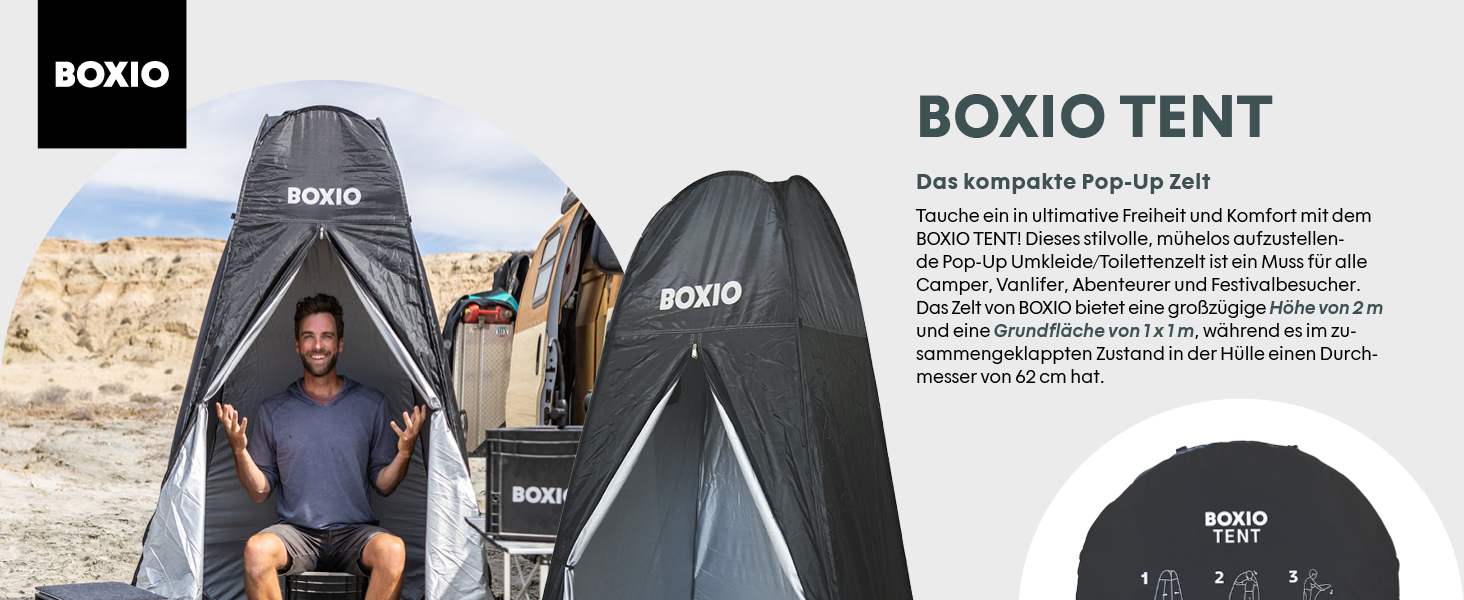 BOXIO Намет для душу/туалету: мобільний намет для кемпінгу 2x1м. Ідеально для вантажівки, кемпінгу та фестивалів