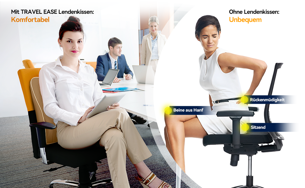 Подушка для спини Ergonomisches RückenKissen Travel Ease з Memory Foam для офісного крісла, з антистатичним, приємним до шкіри чохлом для комфортної посадки (Хакі)