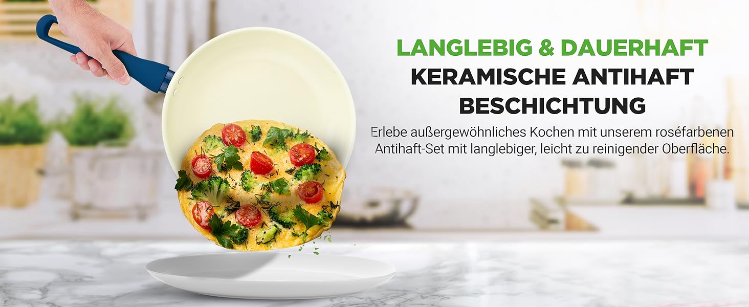 Набір кухонного посуду NutriChef 54 елементи – сковороди, каструлі, аксесуари, з ножами, формами для випічки – для Induktion, газу та електро – здорове та знежирене приготування їжі