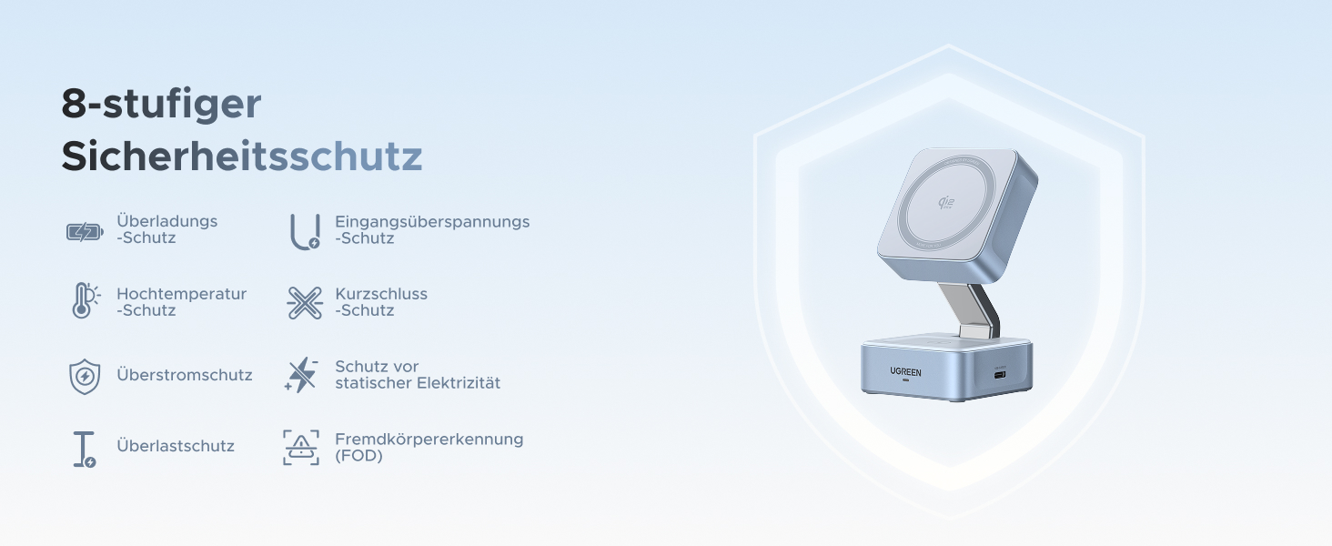 Зарядний пристрій UGREEN MagFlow 2-в-1 MagSafe 25W з підтримкою Qi2, нахильний 70°, для iPhone 16/17, AirPods та Pixel 10 Pro XL, з кабелем 1м