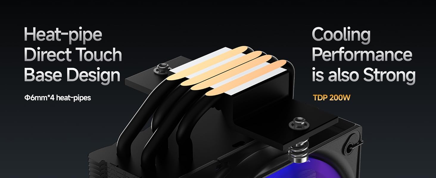 Кулер для CPU Gamma A40 BK ARGB з 4 тепловими трубками, 100мм PWM вентилятор, сумісний з Intel LGA 115X/1200/1700/1851 та AMD AM4/AM5