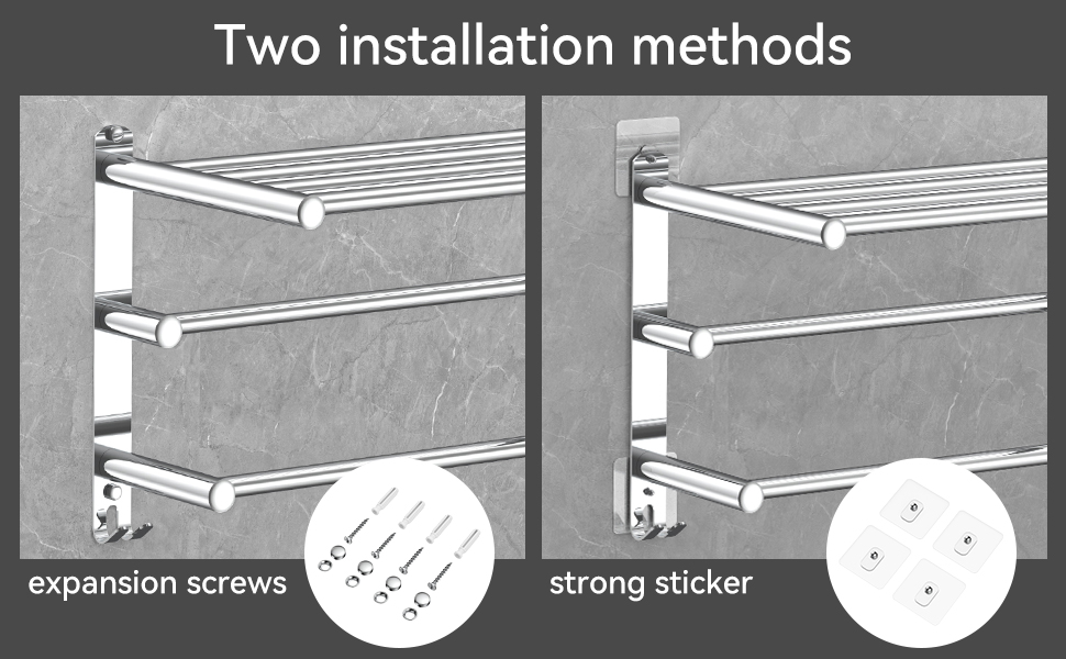 Висувна тримач для рушників 43-78 см, нержавіюча сталь, без свердління, тримач для рушників, полиця для стіни, для ванної кімнати та кухні