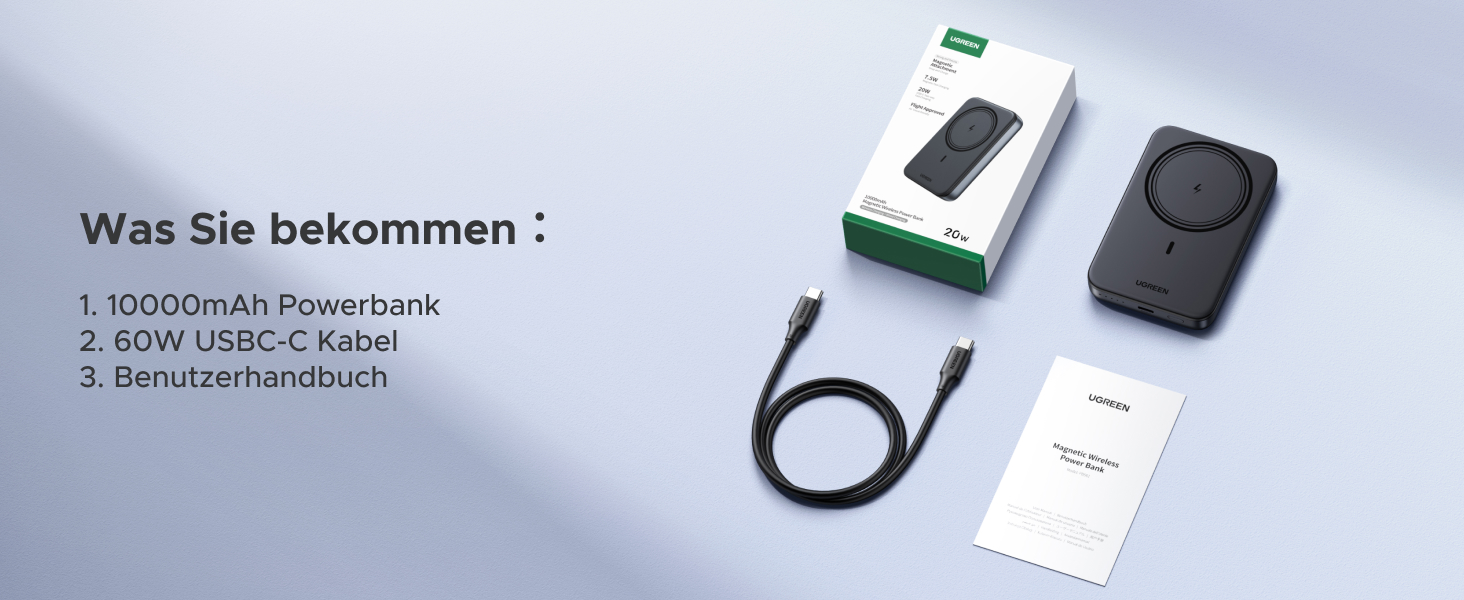 Зовнішній акумулятор UGREEN Zapix MagSafe 10000mAh 20W з підтримкою USB-C, чорний