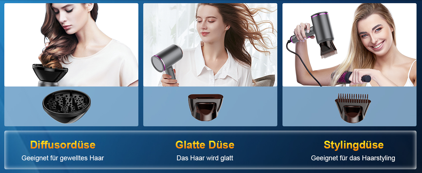 Фен Föhn 2400W з іонізацією, складний, для професійного та домашнього використання. Швидка сушка, гаряче/холодне повітря, мотор AC, дифузор, сумка (Сіро-фіолетовий)