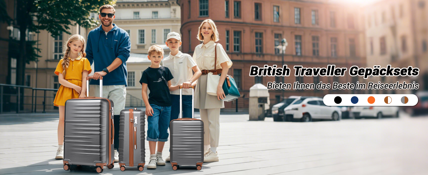 Чемодан ручної поклажі British Traveller середнього розміру, 64 x 43 x 26.5 см, з TSA-замком, ABS+PC, сірий