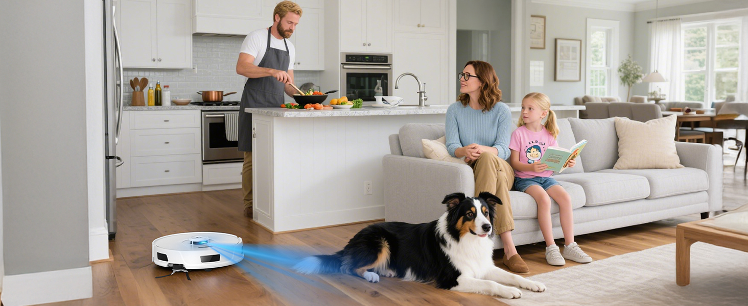 Робот-пилосос Redkey R11 з функцією миття, 20000Pa, док-станція 4L, захист від намотування волосся, LiDAR навігація, керування через додаток, для килима та шерсті тварин, білий