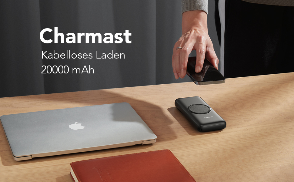 Power Bank Charmast 20000mAh з бездротовою зарядкою та PD 22.5W, чорний