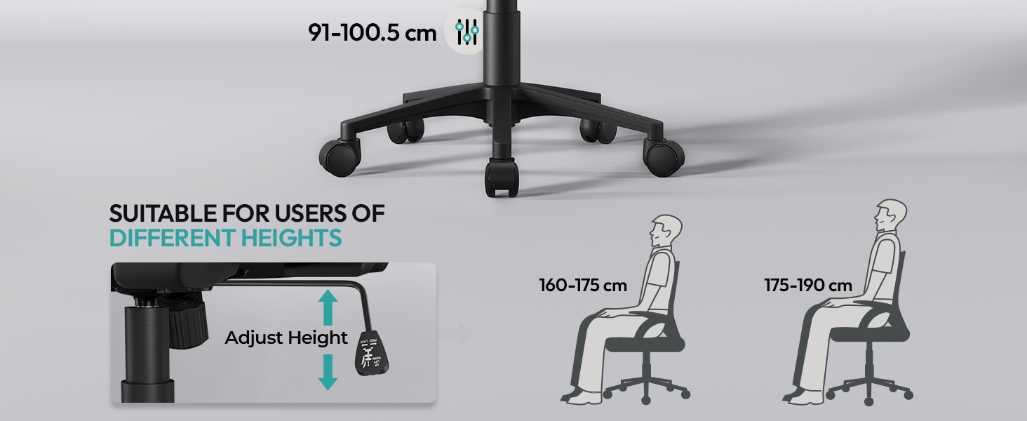 Офісне крісло Yaheetech ергономічне, комп'ютерне крісло з сітчастою спинкою, крісло для офісу з підлокітниками, крісло керівника з сітки, регульоване по висоті, вантажопідйомність 136 кг, дихаюче, функція гойдання (Чорний, відкидні підлокітники)