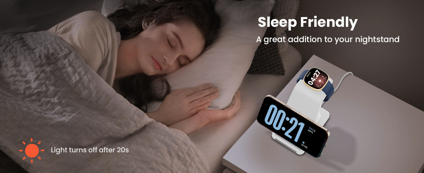 GEEKERA 3-в-1 Бездротова Зарядка для Google Pixel Watch 3/2, Fitbit Versa 4/3, Sense 2/Sense, iPhone, Pixel, Samsung – Матове Біле