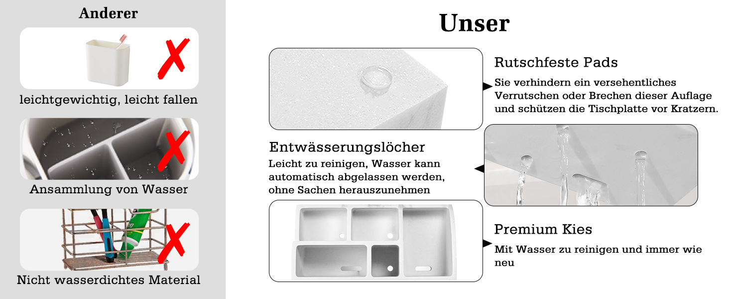 Тримач для зубних щіток Luxspire з 5 відділеннями, електричний, для сім'ї, велика місткість, органайзер для зубних щіток та макіяжу