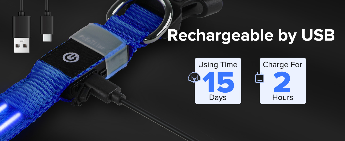 Світлодіодне нашийник для собак PcEoTllar, водонепроникний, 3 режими світіння, для малих, середніх та великих собак, рожевий