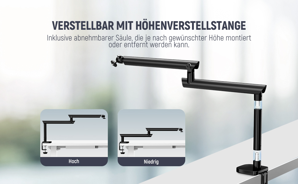 NEEWER Тримач для мікрофона MS007 – регульований кріплення на стіл з демпфером, 360° обертання, для подкастів, ігор, стрімінгу та дзвінків