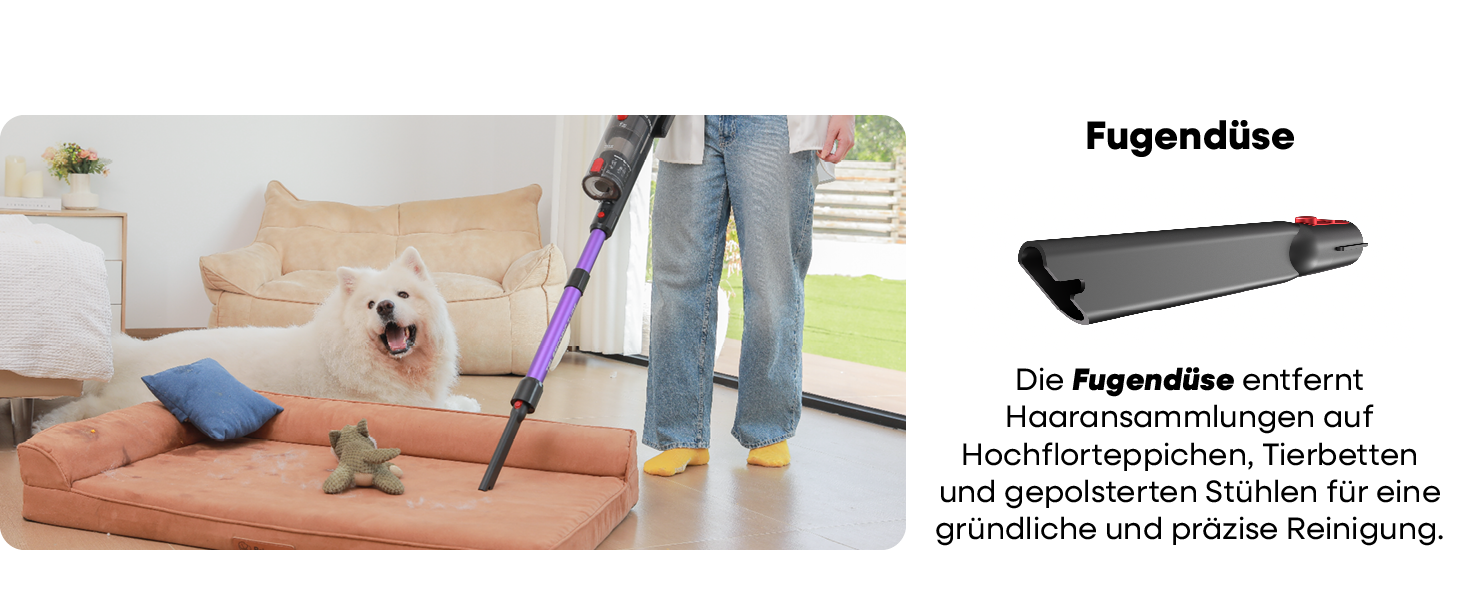 Бездротовий акумуляторний пилосос UNINELL HOME 48000Pa/550W з LED-дисплеєм та антизаплутана насадка. Підходить для килима, твердого покриття та шерсті тварин. Колір: фіолетовий