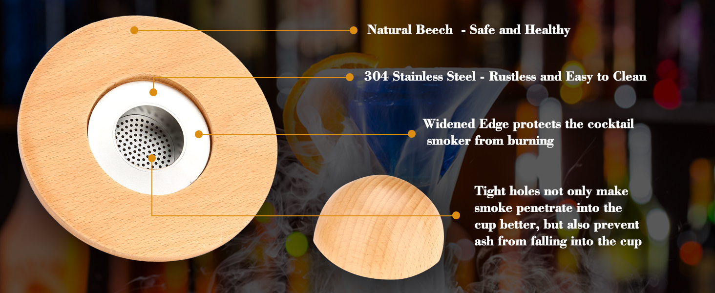 Набір для копчення коктейлів та віскі, з 4 дерев'яними стружками, подарунок на День батька, для Old Fashioned, коктейлів, віскі, бурбону, кави, м'яса та горіхів (Saturn)