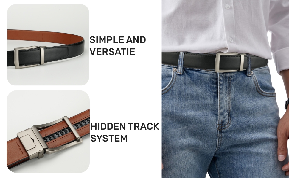 Чоловічий шкіряний ремінь FEFLO з автоматичною пряжкою, регульований, 35 мм, для костюма, джинсів, штанів, повсякденного та ділового стилю (сірий, 130 см, для талії 103-113 см)