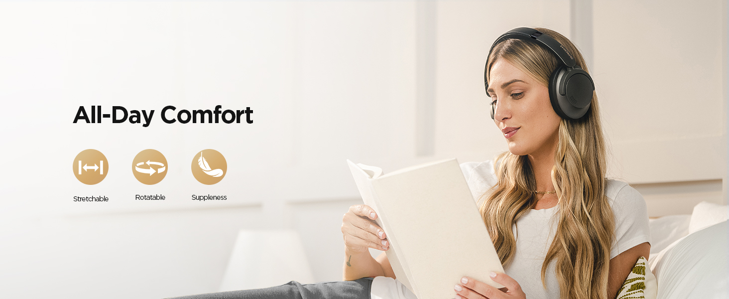 1MORE SonoFlow Pro - Бездротові навушники Over-Ear з активним шумозаглушенням, LDAC, Hi-Res Audio, Bluetooth 5.4, 100 годин роботи, швидка зарядка, 3.5 мм кабель, AI шумозаглушення (Чорний)