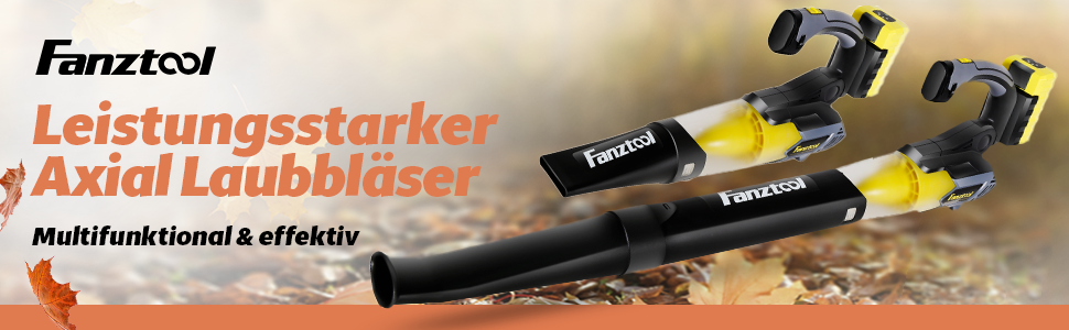 Акумуляторний повітродув FANZTOOL 20V 4.0Ah з регульованою ручкою, 2 швидкості, знімна труба, до 250 км/год, 10 м³/хв, для тераси і догляду за садом
