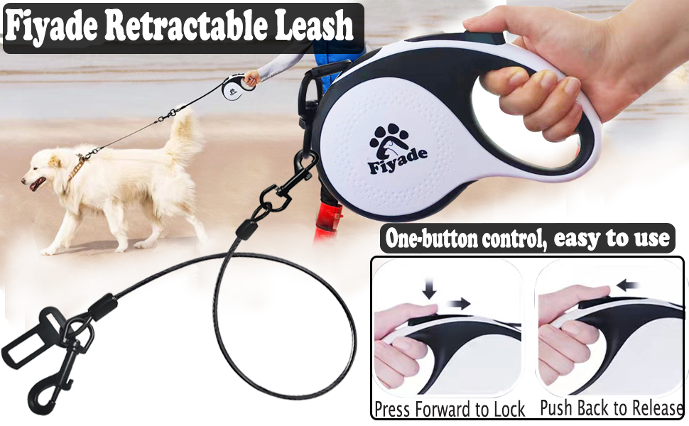 Висувна поводок для собак, 5 м, подвійний поводок для 2 собак, для собак середніх та великих порід до 50 кг, білий та чорний