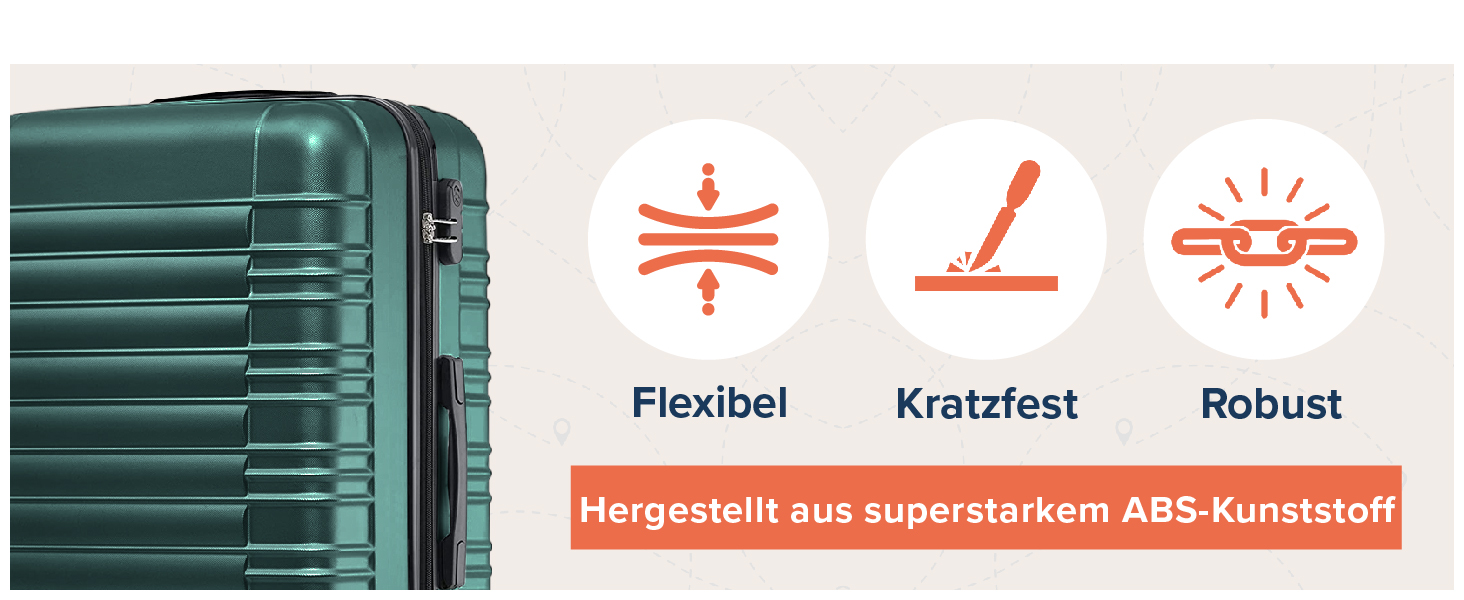 Набір валіз TRVLMORE 3 в 1: жорсткий корпус, ручна поклажа 55x40x20 см, сірий та темно-зелений