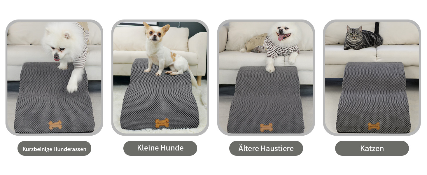 Non-slip dog stairs for small dogs, 2-step, pet stairs for bed and sofa made of high-density sponge, dog stairs/ramp with removable, washable cover and non-slip bottom, 55x40x30cm
